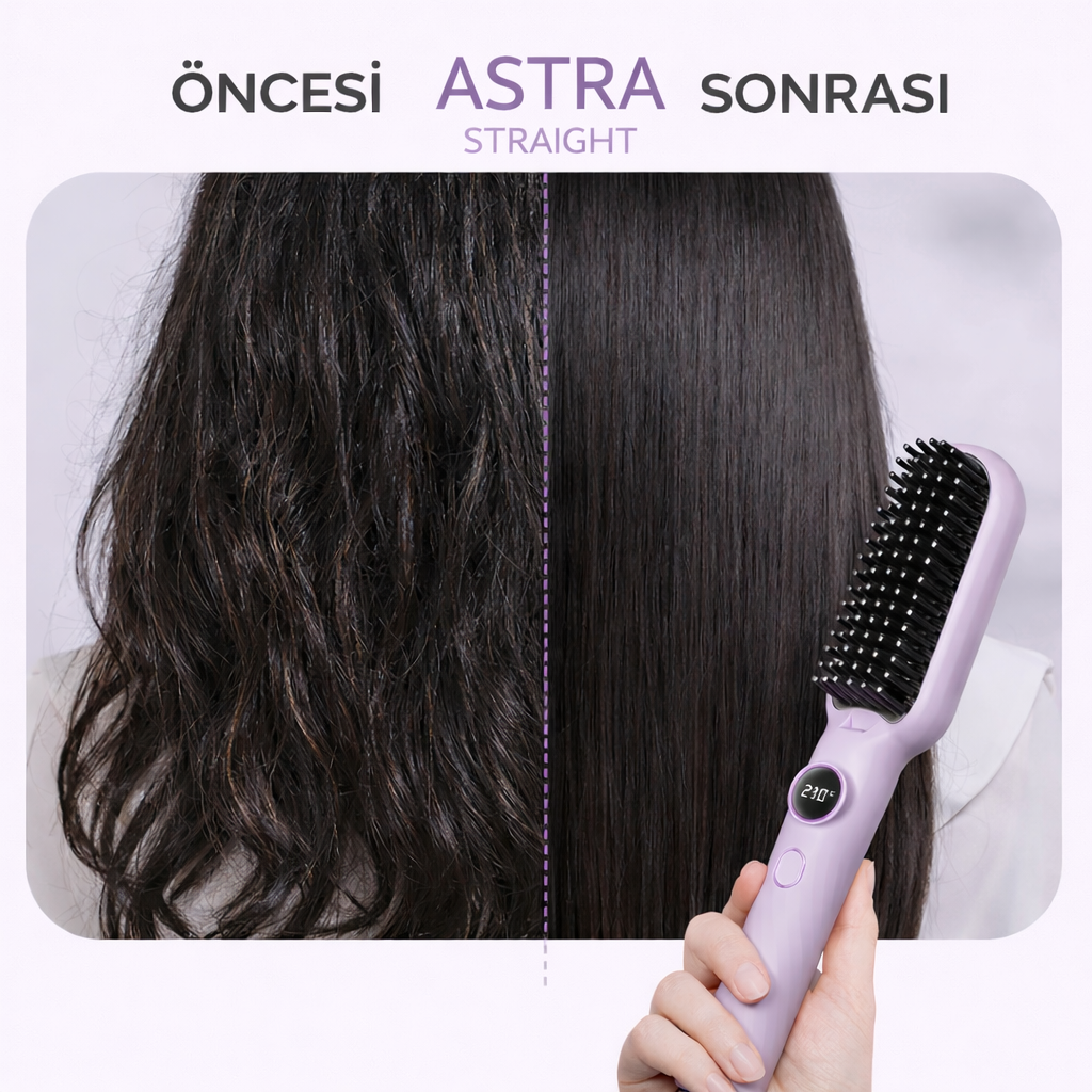 Edeloria AstraStraight™ – Negatif İyonlu Elektrikli Saç Düzleştirici Tarak