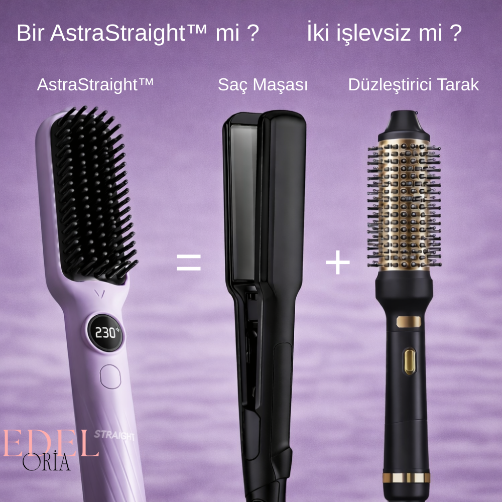 Edeloria AstraStraight™ – Negatif İyonlu Elektrikli Saç Düzleştirici Tarak