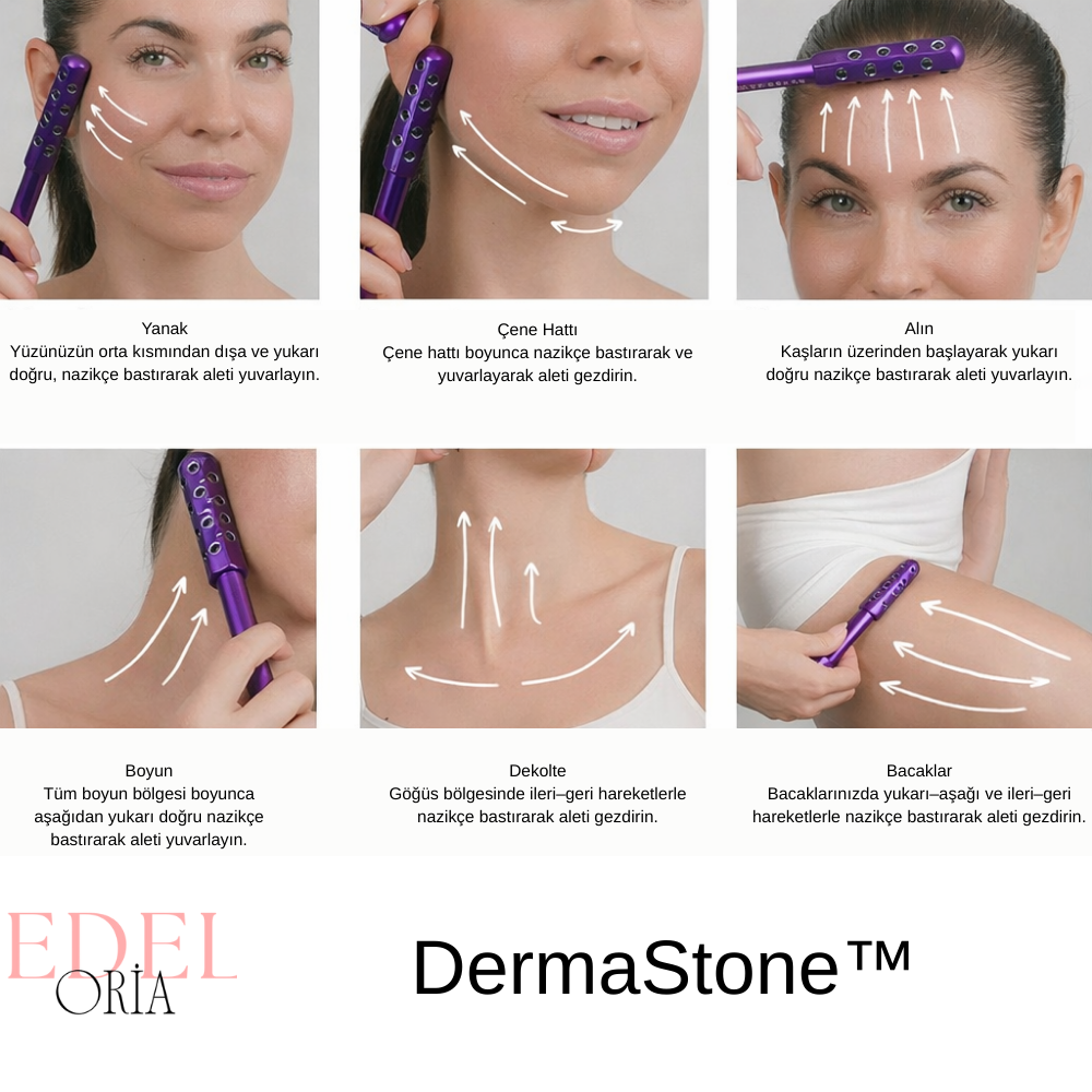 Edeloria DermaStone™ – Germanium Taşlı Yüz ve Vücut Masaj Aleti
