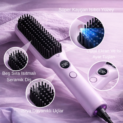 Edeloria AstraStraight™ – Negatif İyonlu Elektrikli Saç Düzleştirici Tarak