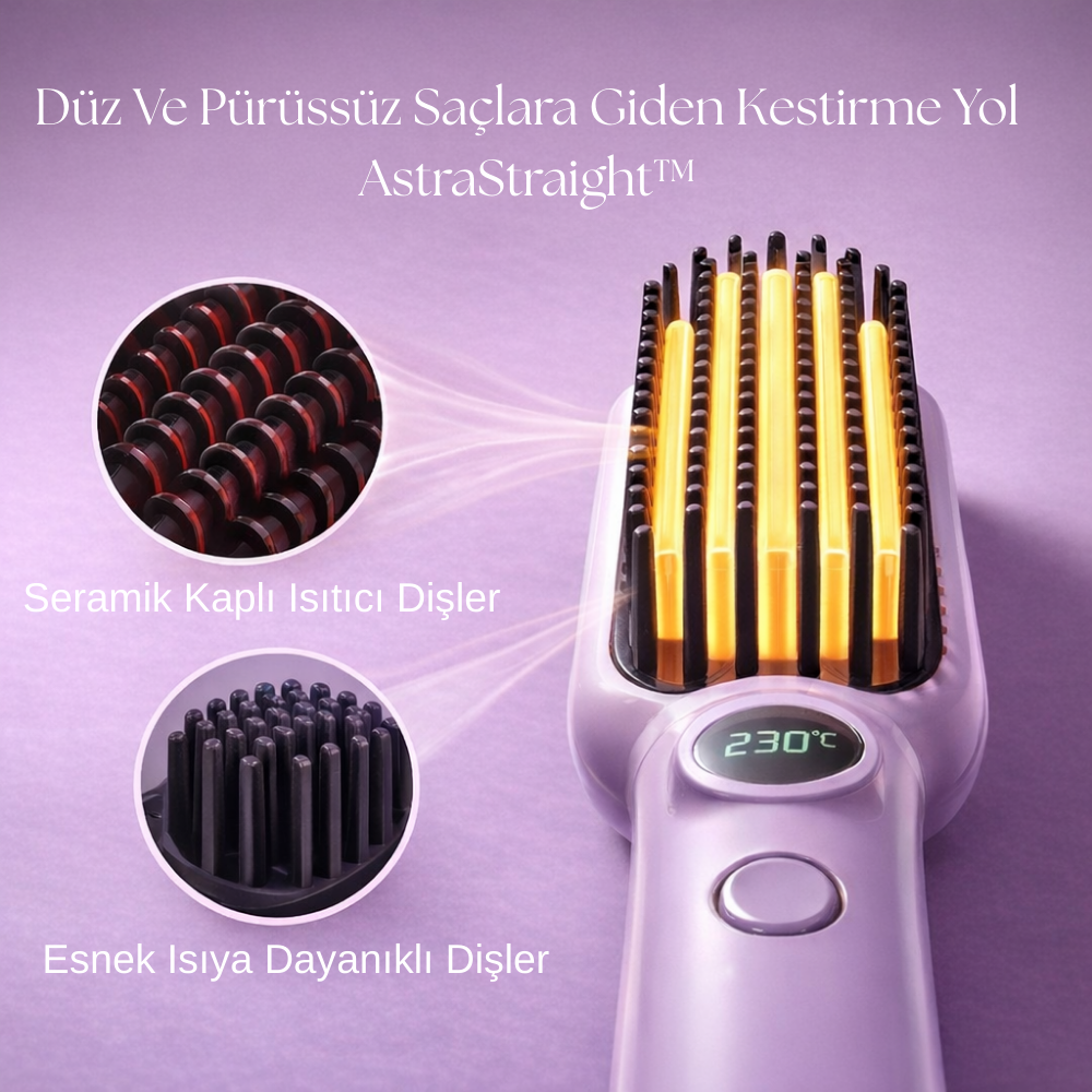 Edeloria AstraStraight™ – Negatif İyonlu Elektrikli Saç Düzleştirici Tarak